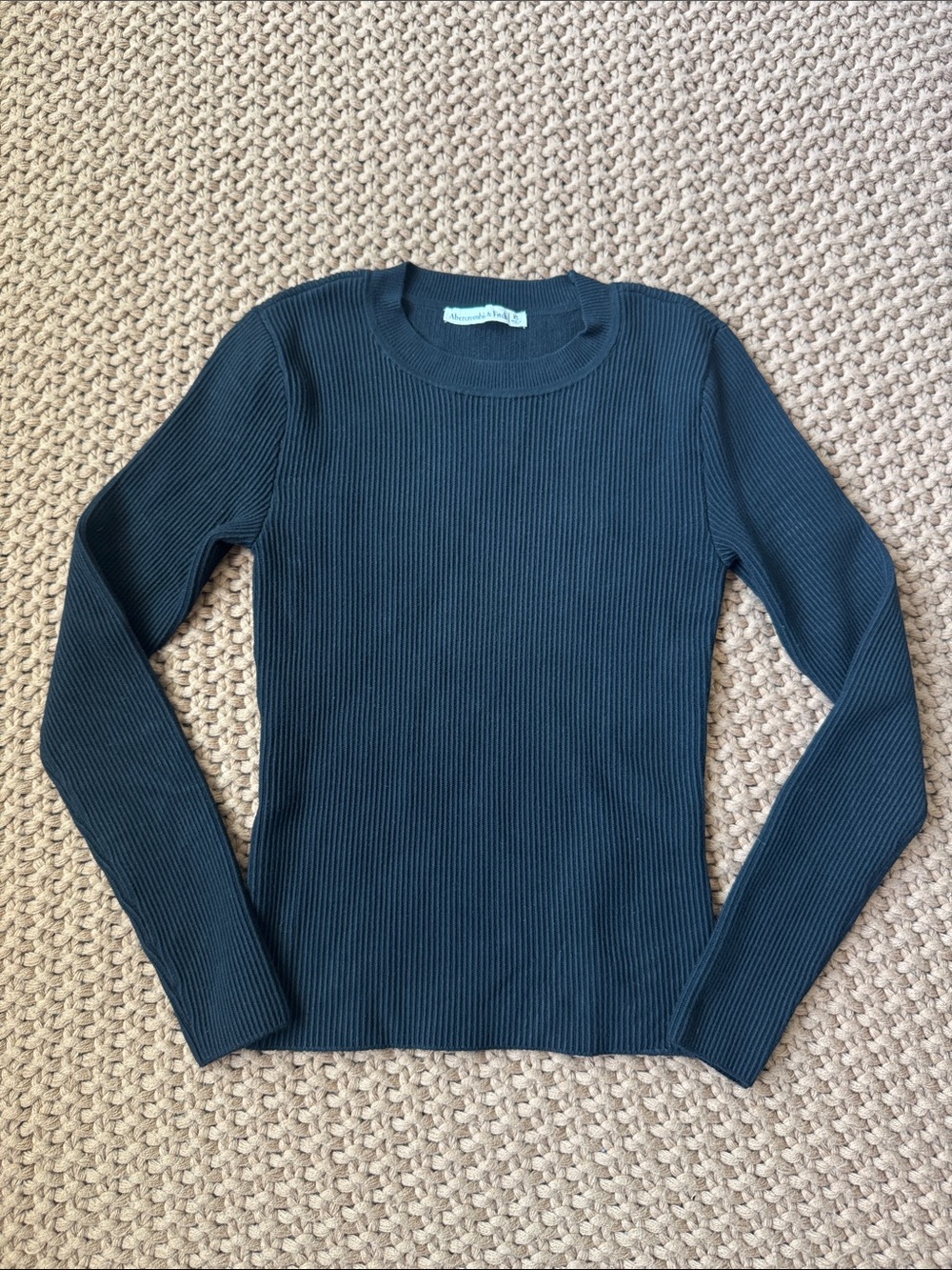 Abercrombie and Fitch Ribbed Long Sleeve Crewneck in Black Women’s Size XS